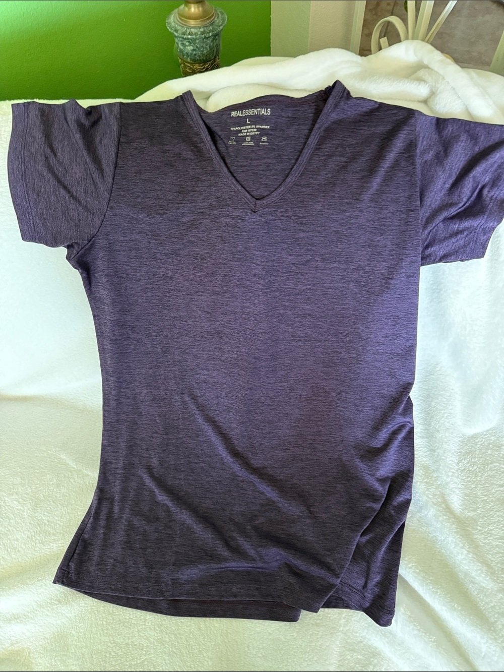 Essentials Women's Heathered Dark Purple V-Neck Tee